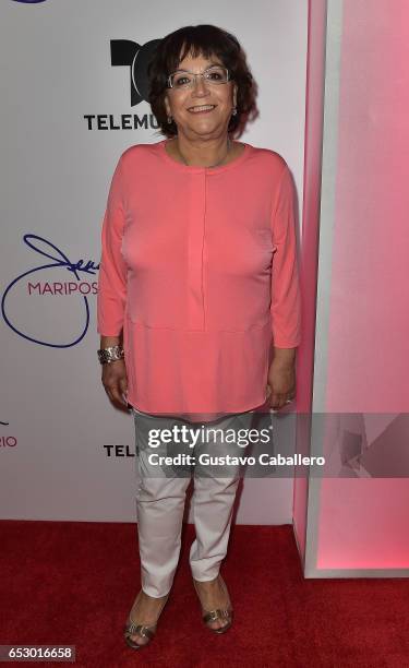 Dona Rosa Rivera is seen at the introduction of the cast of 'Jenni Rivera: Mariposa de Barrio' at Telemundo Studios on March 13, 2017 in Miami,...