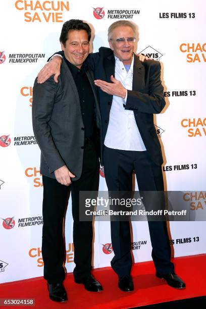 Laurent Gerra and Christophe Lambert attend the "Chacun sa vie" Paris Premiere at Cinema UGC Normandie on March 13, 2017 in Paris, France.