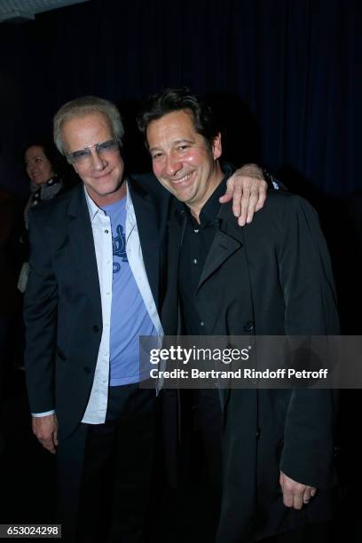 Christophe Lambert and Laurent Gerra attend the "Chacun sa vie" Paris Premiere at Cinema UGC Normandie on March 13, 2017 in Paris, France.