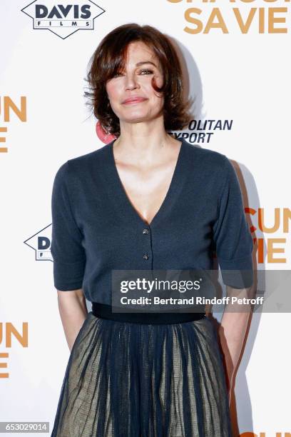 Actress Marianne Denicourt attends the "Chacun sa vie" Paris Premiere at Cinema UGC Normandie on March 13, 2017 in Paris, France.