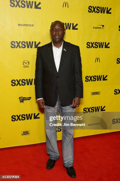 Mike Brown's attorney Benjamin Crump walks the red carpet at the SxSW Film Festival premier of Stranger Fruit at the Austin Convention Center on...