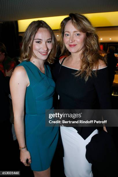 Actresses Deborah Francois and Julie Ferrier attend the "Chacun sa vie" Paris Premiere at Cinema UGC Normandie on March 13, 2017 in Paris, France.