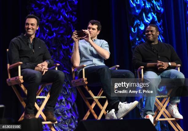 Actors Reid Scott, Timothy Simons, and Sam Richardson speak onstage at 'Featured Session: "VEEP" Cast' during 2017 SXSW Conference and Festivals at...