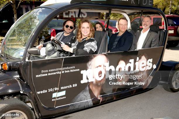 Executive producers Ben Falcone and Melissa McCarthy along with cast members/executive producers Rachel Ramras, Larry Dorf, Hugh Davidson and...