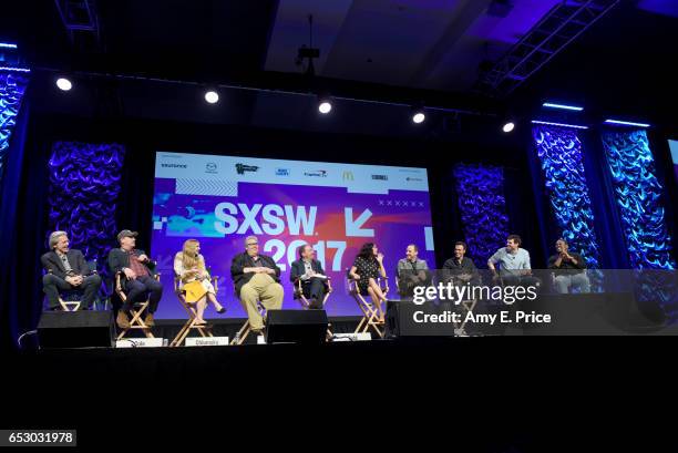 Acotrs Gary Cole, Matt Walsh, Anna Chlumsky, filmmaker David Mandel, SXSW moderator Chuck Todd, actors Julia Louis-Dreyfus, Tony Hale, Reid Scott,...