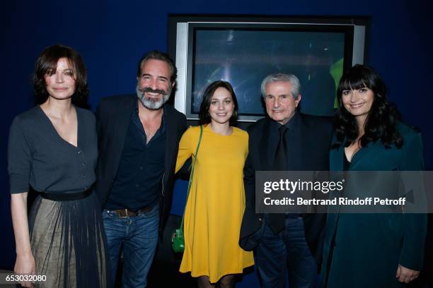 Marianne Denicourt, Jean Dujardin, Nathalie Pechalat, Claude Lelouch and Valerie Perrin attend the "Chacun sa vie" Paris Premiere at Cinema UGC...