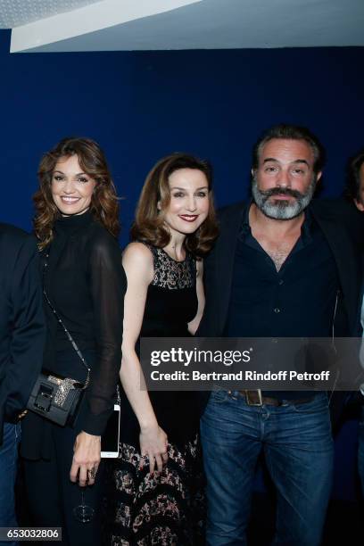 Nadia Fares, Elsa Zylberstein and Jean Dujardin attend the "Chacun sa vie" Paris Premiere at Cinema UGC Normandie on March 13, 2017 in Paris, France.