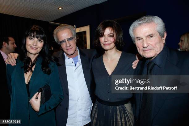 Valerie Perrin, Christophe Lambert, Marianne Denicourt and Claude Lelouch attend the "Chacun sa vie" Paris Premiere at Cinema UGC Normandie on March...