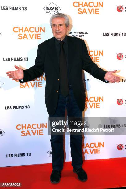 Director of the movie, Claude Lelouch attends the "Chacun sa vie" Paris Premiere at Cinema UGC Normandie on March 13, 2017 in Paris, France.