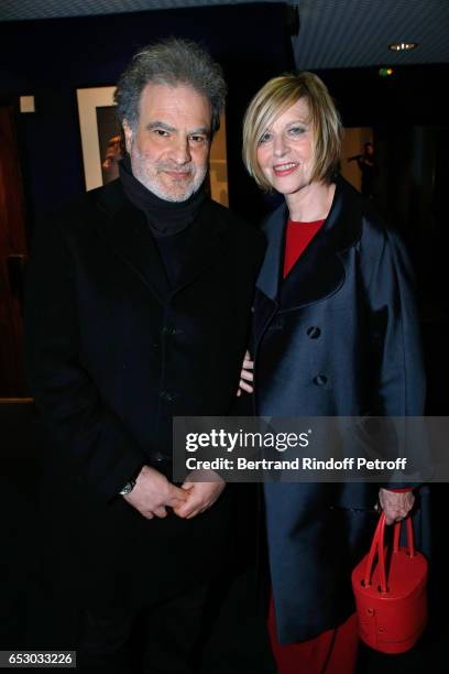 Raphael Mezrahi and Chantal Ladesou attend the "Chacun sa vie" Paris Premiere at Cinema UGC Normandie on March 13, 2017 in Paris, France.