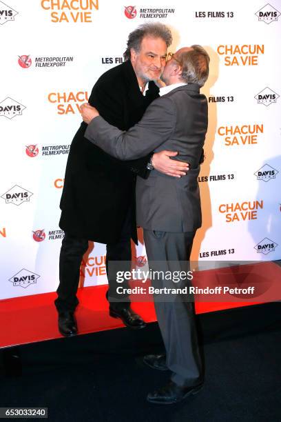 Raphael Mezrahi and Antoine Dulery attend the "Chacun sa vie" Paris Premiere at Cinema UGC Normandie on March 13, 2017 in Paris, France.