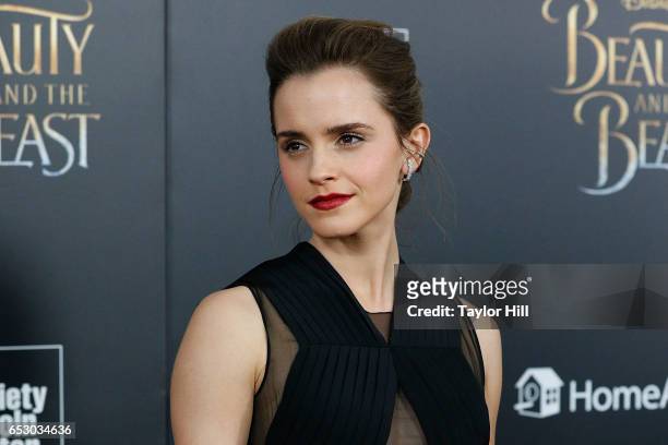 Actress Emma Watson attends the "Beauty and the Beast" New York screening at Alice Tully Hall, Lincoln Center on March 13, 2017 in New York City.