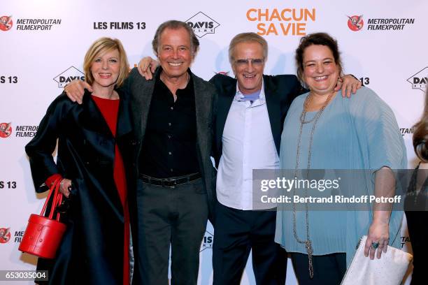 Chantal Ladesou, Michel Leeb, Christophe lambert and Isabelle de Hertogh attend the "Chacun sa vie" Paris Premiere at Cinema UGC Normandie on March...