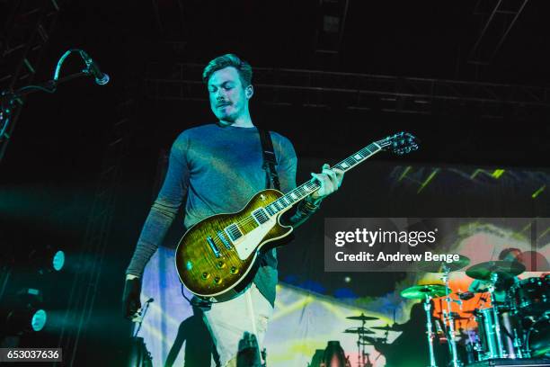 Ben Sansom of Lower Than Atlantis performs at O2 Academy Leeds on March 13, 2017 in Leeds, England.