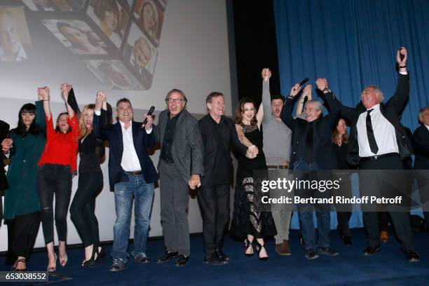 Valerie Perrin, Vanessa Demouy, Lola Marois, Jean-Marie Bigard, Michel Leeb, Francis Huster, Elsa Zylberstein and Director Claude lelouch attend the...