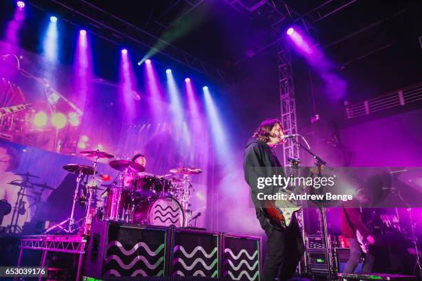 Mike Duce and Eddy Thrower Lower Than Atlantis perform at O2 Academy Leeds on March 13, 2017 in Leeds, England.