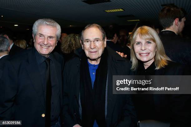 Director of the movie Claude lelouch, Robert Hossein and Candice Patou attend the "Chacun sa vie" Paris Premiere at Cinema UGC Normandie on March 13,...