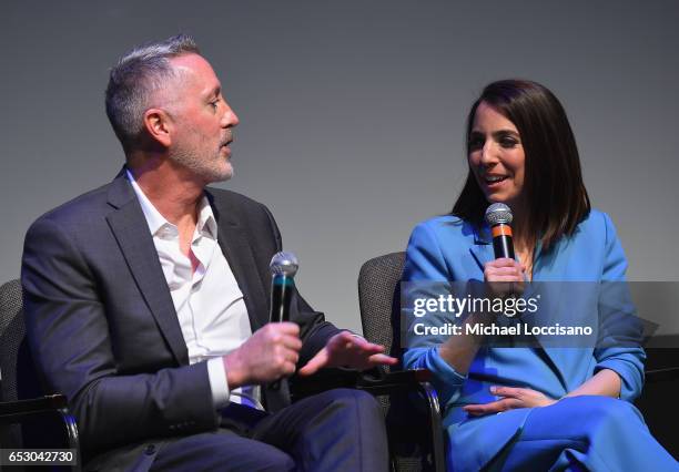 Executive Producer Michael McDonald and Executive Producer/Co-Creator Rachel Ramras take part in a Q&A following the "Nobodies" premiere during 2017...