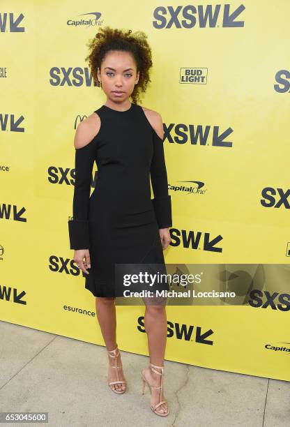 Actress Logan Browning attends the "Dear White People" premiere during 2017 SXSW Conference and Festivals at the ZACH Theatre on March 13, 2017 in...