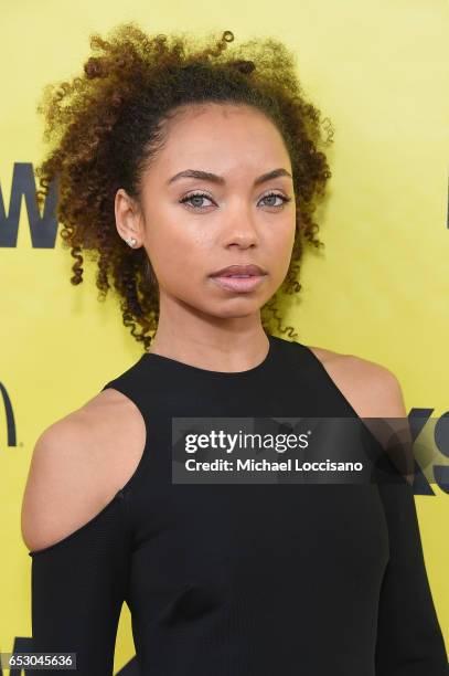 Actress Logan Browning attends the "Dear White People" premiere during 2017 SXSW Conference and Festivals at the ZACH Theatre on March 13, 2017 in...