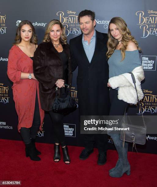 Sarah Kate Connick, Jill Goodacre, Harry Connick Jr. And Georgia Connick attend the 'Beauty And The Beast' New York screening at Alice Tully Hall at...