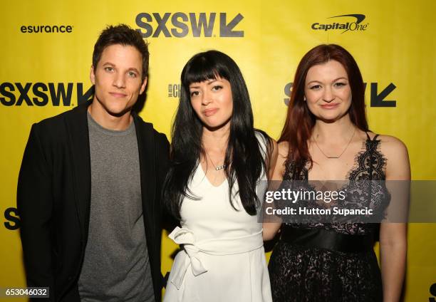 Actor/producer Mike C. Manning, director Natalia Leite and actor Leah McKendric attend the premiere of "M.F.A." during 2017 SXSW Conference and...