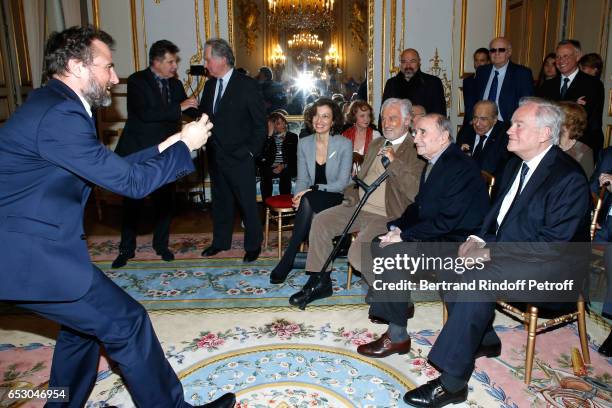 Alexandre Brasseur, French Minister of Culture and Communication, Audrey Azoulay, Jean-Paul Belmondo, Claude Brasseur and Christian Cambon attend...