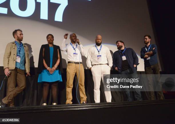 Director Erik Ljung, film subjects Maria Hamilton, Nate Hamilton, Dameion Peters, editor Michael Vollman and cinematographer Dan Peters speak onstage...