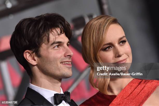 Actors Alex Greenwald and Brie Larson arrive at the Los Angeles Premiere of 'Kong: Skull Island' at Dolby Theatre on March 8, 2017 in Hollywood,...