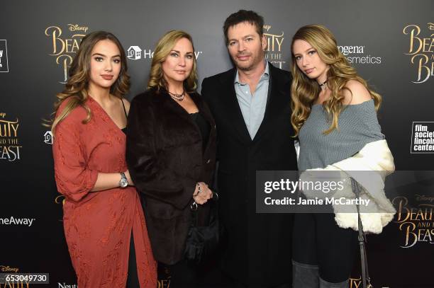 Sarah Kate Connick, Jill Goodacre, Harry Connick Jr. And Georgia Connick arrive at the New York special screening of Disney's live-action adaptation...