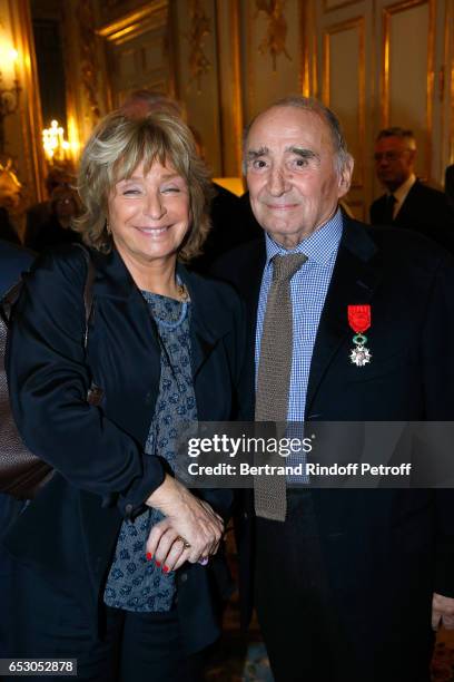 Daniele Thompson and Claude Brasseur attend Claude Brasseur is elevated to the rank of "Officier de la Legion d'Honneur" at Elysee Palace on March...