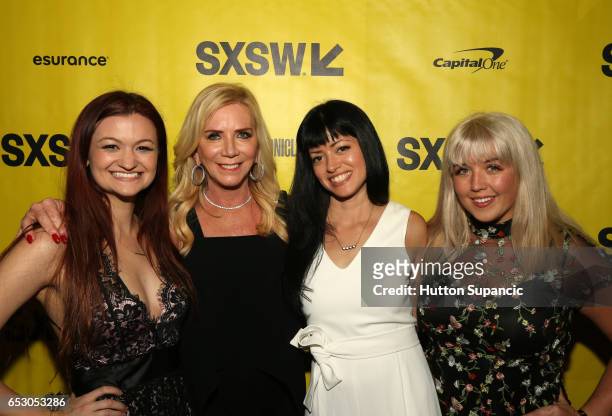 Producers Leah McKendrick, Micki Purcel, director Natalia Leite, and actor Mariah Owen attends the premiere of "M.F.A." during 2017 SXSW Conference...
