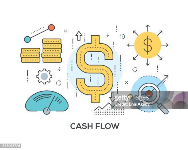ilustraciones, imágenes clip art, dibujos animados e iconos de stock de concepto de flujo de efectivo con los iconos - cash flow