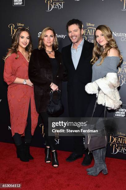 Sarah Kate Connick, Jill Goodacre, Harry Connick Jr., and Georgia Tatum Connick attend the New York Screening of "Beauty And The Beast" at Alice...