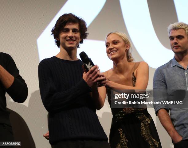 Actors Timothee Chalamet and Maika Monroe attend Imperative Entertainment's "Hot Summer Nights" SXSW World Premiere at Paramount Theatre on March 13,...
