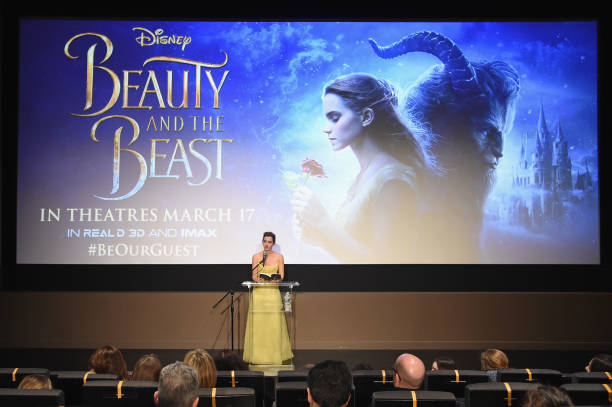 Emma Watson, who stars as Belle in Disney's Beauty and the Beast, shares her love of books with children from The NY Film Society for Kids at Lincoln...