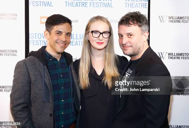 Matthew Lopez, Halley Feiffer and Trip Cullman attend 2017 Williamstown Theatre Festival Gala at TAO Downtown on March 13, 2017 in New York City.