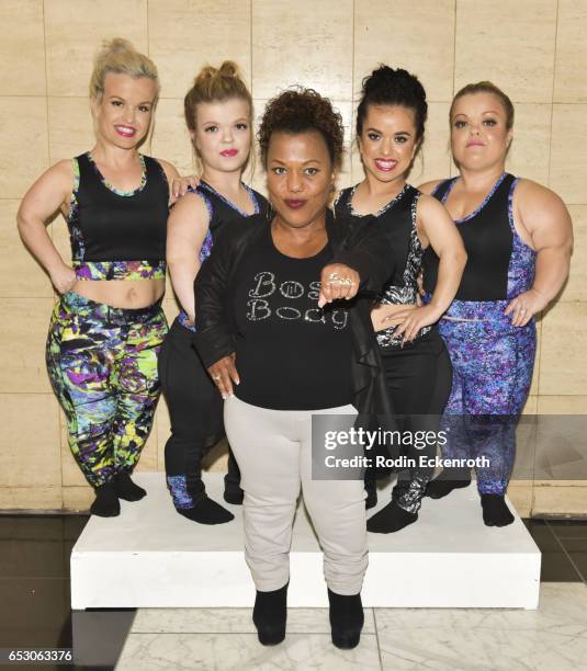 Actresses Terra Jole, Autumn Gibel, designer Tonya Renee Banks, actresses Briana Renee, and Christy Gibel pose for portrait at Tonya Renee Banks'...