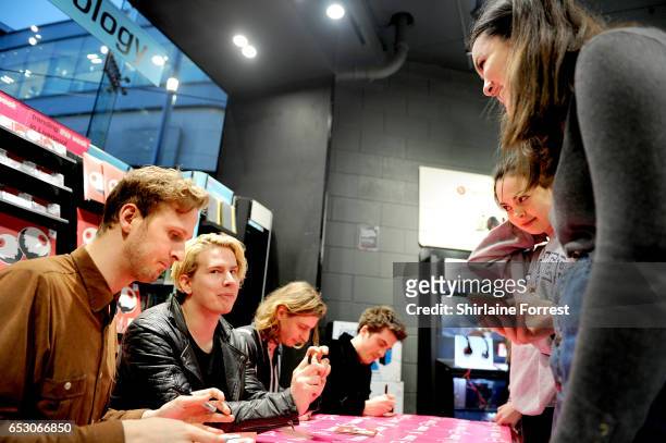 Kieran Shudall, Sam Rourke, Colin Jones and Joe Falconer of Circa Waves perform instore and sign copies of their new album 'Different Creatures' at...