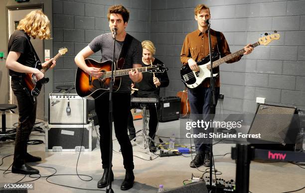 Kieran Shudall, Sam Rourke, Colin Jones and Joe Falconer of Circa Waves perform instore and sign copies of their new album 'Different Creatures' at...