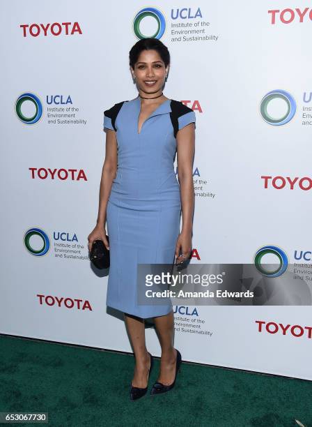 Actress Freida Pinto arrives at the UCLA Institute of the Environment and Sustainability Innovators for a Healthy Planet celebration on March 13,...
