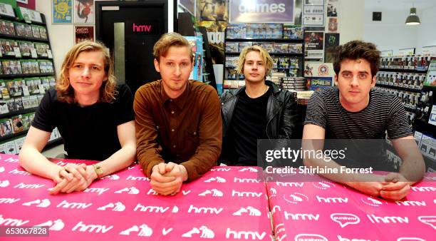 Kieran Shudall, Sam Rourke, Colin Jones and Joe Falconer of Circa Waves perform instore and sign copies of their new album 'Different creatures' at...