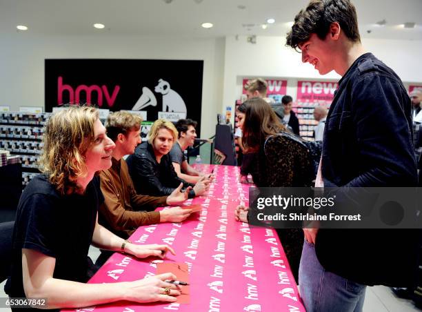 Kieran Shudall, Sam Rourke, Colin Jones and Joe Falconer of Circa Waves perform instore and sign copies of their new album 'Different creatures' at...