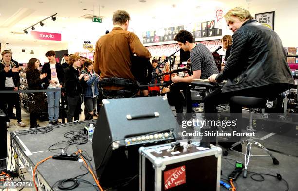 Kieran Shudall, Sam Rourke, Colin Jones and Joe Falconer of Circa Waves perform instore and sign copies of their new album 'Different creatures' at...