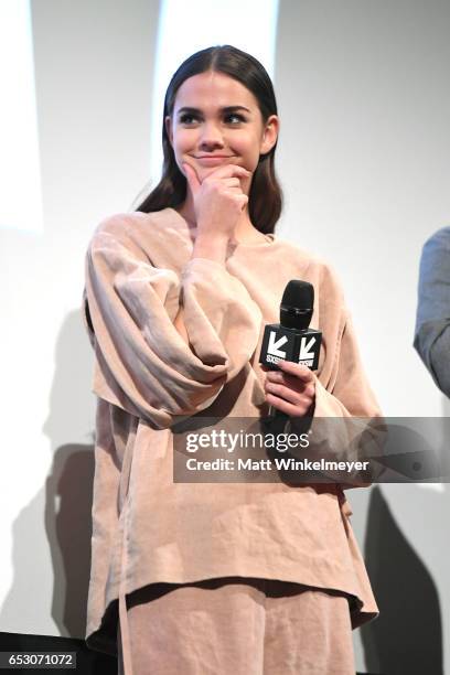 Actress Maia Mitchell speaks onstage during the "Hot Summer Nights" premiere 2017 SXSW Conference and Festivals on March 13, 2017 in Austin, Texas.