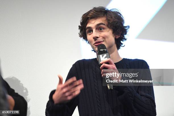 Actor Timothee Chalamet speaks onstage during the "Hot Summer Nights" premiere 2017 SXSW Conference and Festivals on March 13, 2017 in Austin, Texas.