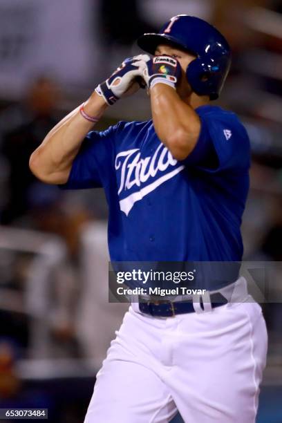 John Andreoli of Italy celebrates after hitting a home run in the bottom of the seventh inning during the World Baseball Classic Pool D Game 7...