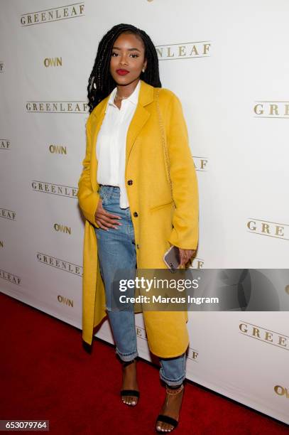 Actress Lovie Simone attends "Greenleaf" season 2 premiere Atlanta screening at SCADshow on March 13, 2017 in Atlanta, Georgia.