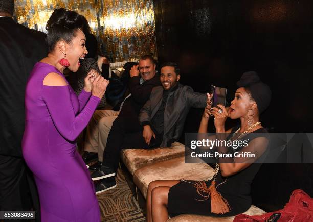 Actress Lynn Whitfield and Kim Hawthorne attend "Greenleaf" Season 2 Premiere Party at W Atlanta Midtown on March 13, 2017 in Atlanta, Georgia.