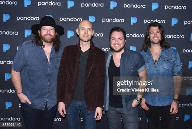 Musicians James Young, Jon Jones, Mike Eli and Chris Thompson of Eli Young Band attend Pandora at SXSW 2017 on March 13, 2017 in Austin, Texas.